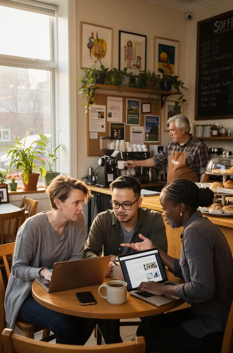 Modern workspace with technology